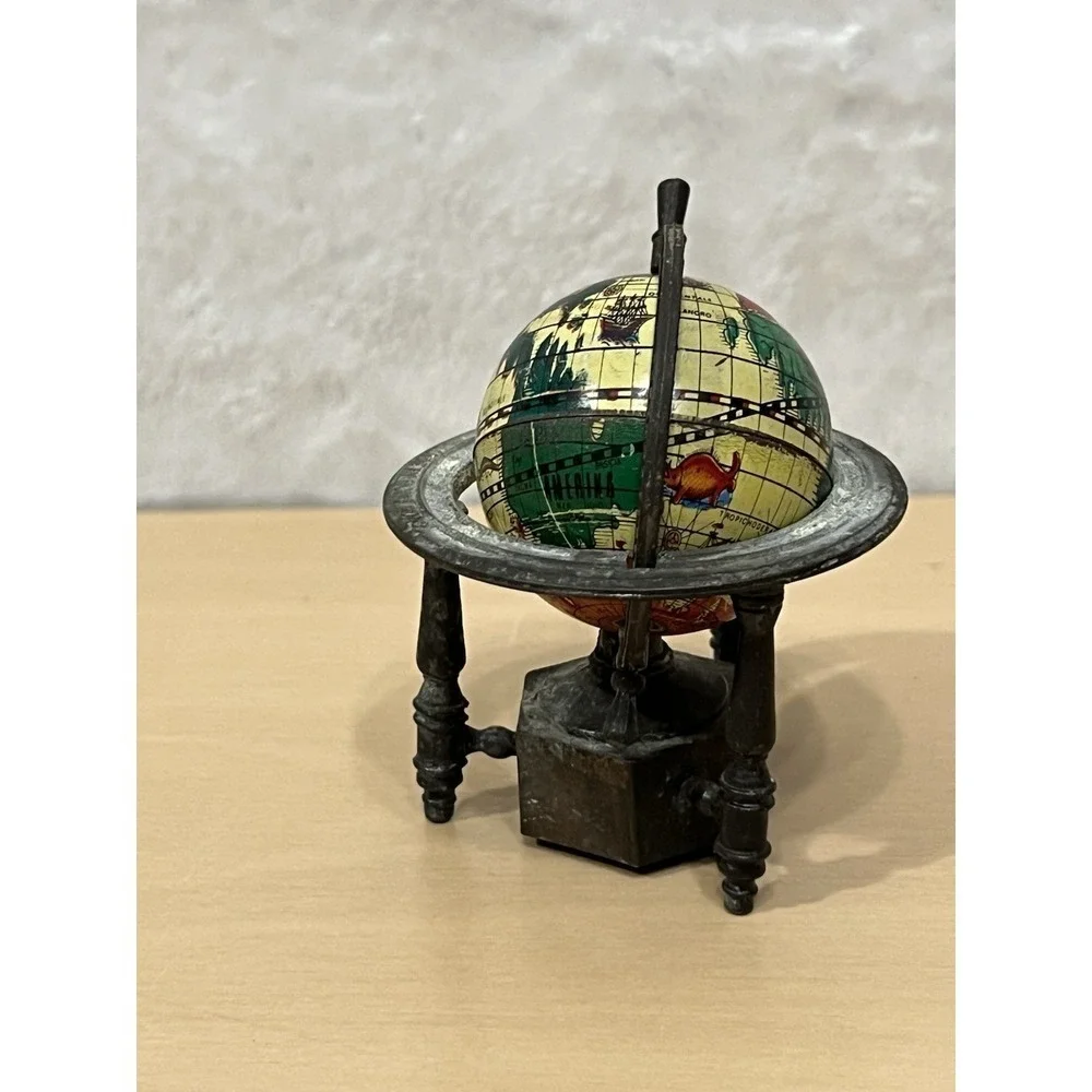 Vintage Mini Globe Pencil Sharpener Metal Stand Desk Decor 3